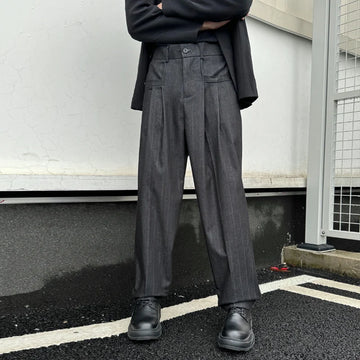 Aidase Men Loose Casual Stripe Denim Wide Leg Cargo Jeans Baggy Pants Japan Korean Streetwear Cityboy Vintage Harem Jeans Trousers aidase-shop